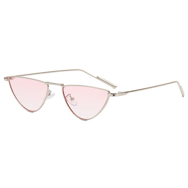 ANDREA WOMEN'S UV400 SMALL METAL TRIANGLE CAT EYE SUNGLASSES