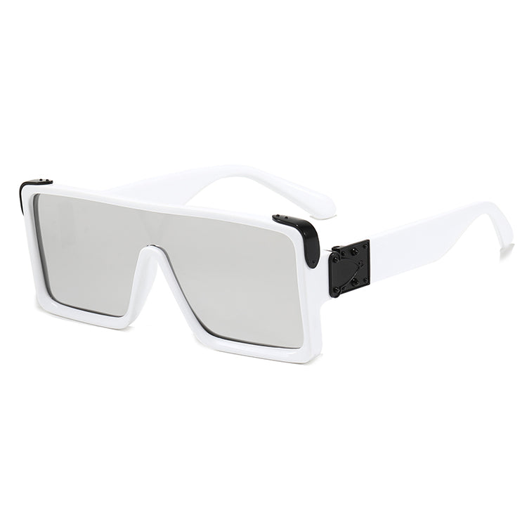 Shane Unisex Oversized UV400 Mono Lens Rectangular Frame Sunglasses