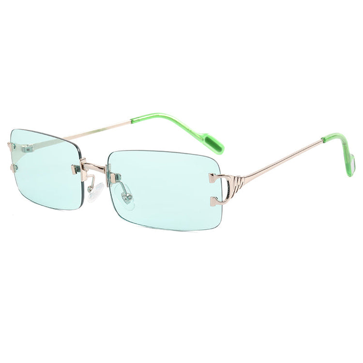 AMAR UNISEX UV 400 METAL RIMLESS RECTANGLE FRAME SUNGLASSES