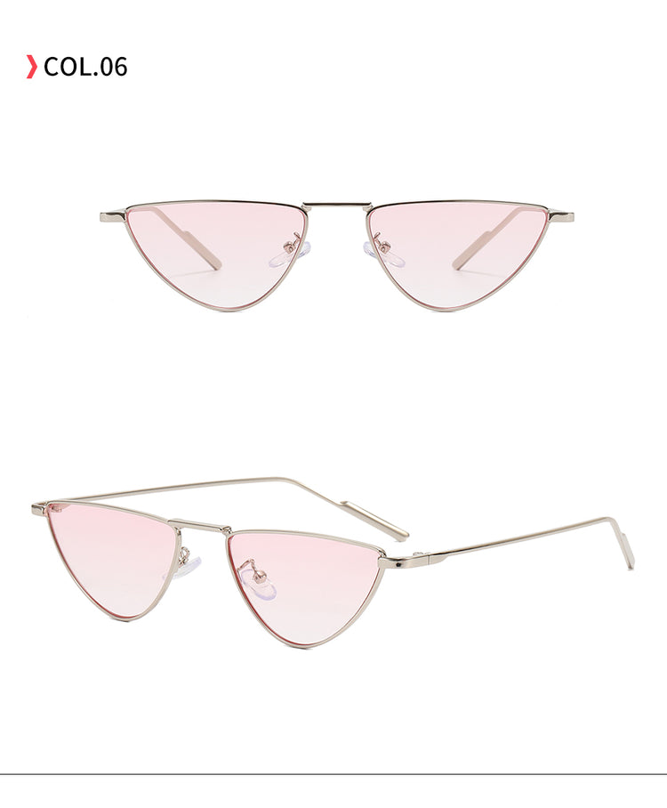 ANDREA WOMEN'S UV400 SMALL METAL TRIANGLE CAT EYE SUNGLASSES