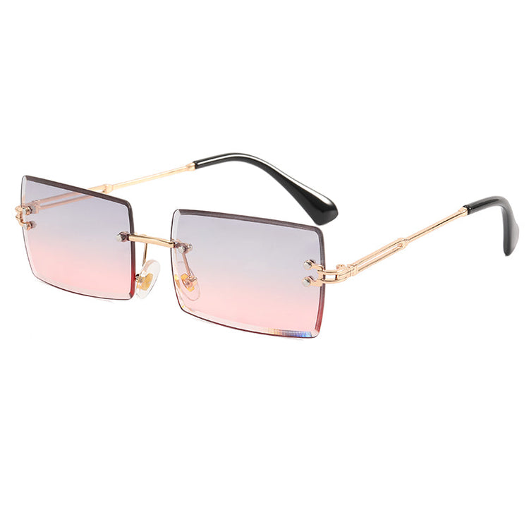 AMARI UNISEX TINTED UV 400 SMALL RIMLESS RECTANGLE FRAME SUNGLASSES