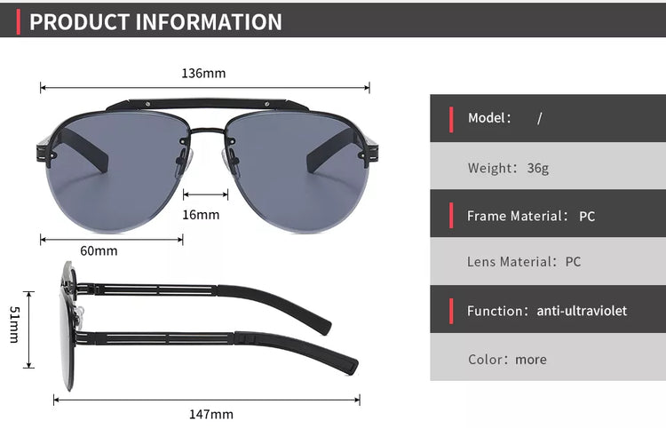 PARKER MEN'S METAL AVIATOR FRAME UV400 GRADIENT SUNGLASSES
