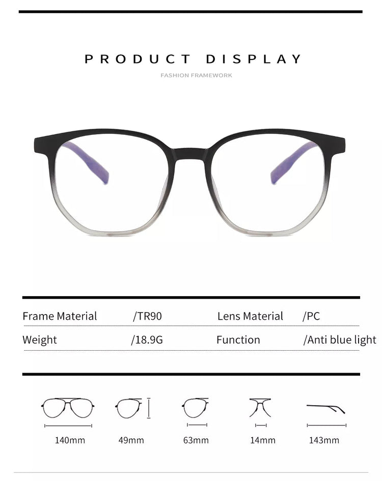 Elliot Unisex Geometric Frame Anti-Blue Light Retro Faux Wood Glasses