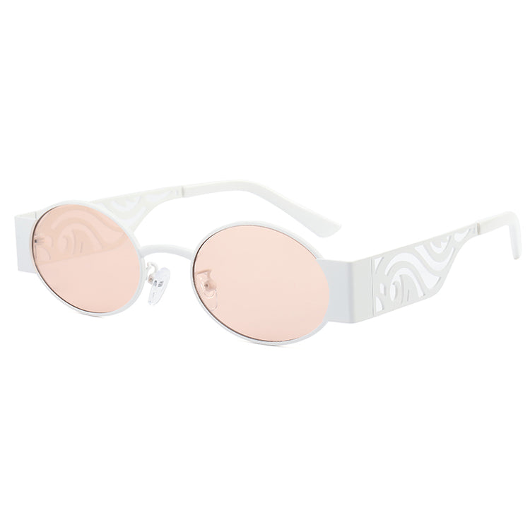 MALLIE Unisex UV400 Oval Vintage Metal Detail Shades