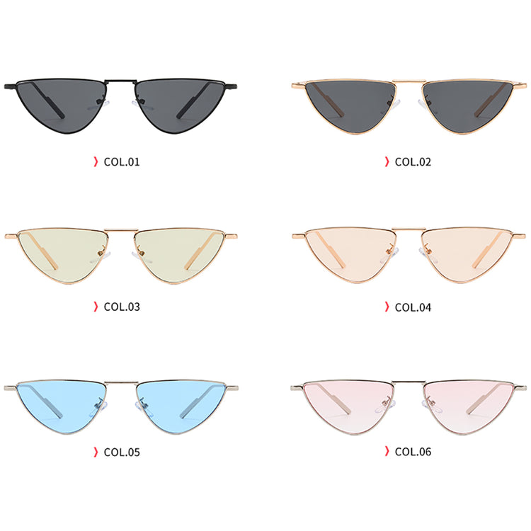 ANDREA WOMEN'S UV400 SMALL METAL TRIANGLE CAT EYE SUNGLASSES
