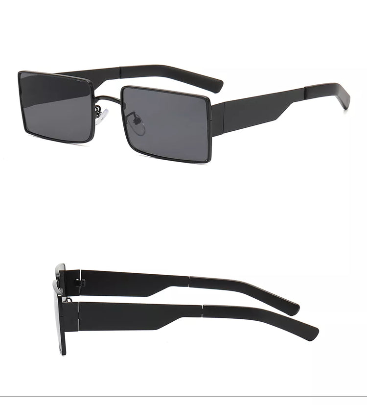 DWAYNE UNISEX UV400 SMALL RECTANGLE METAL FRAME SUNGLASSES