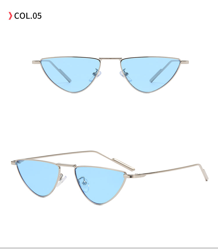 ANDREA WOMEN'S UV400 SMALL METAL TRIANGLE CAT EYE SUNGLASSES