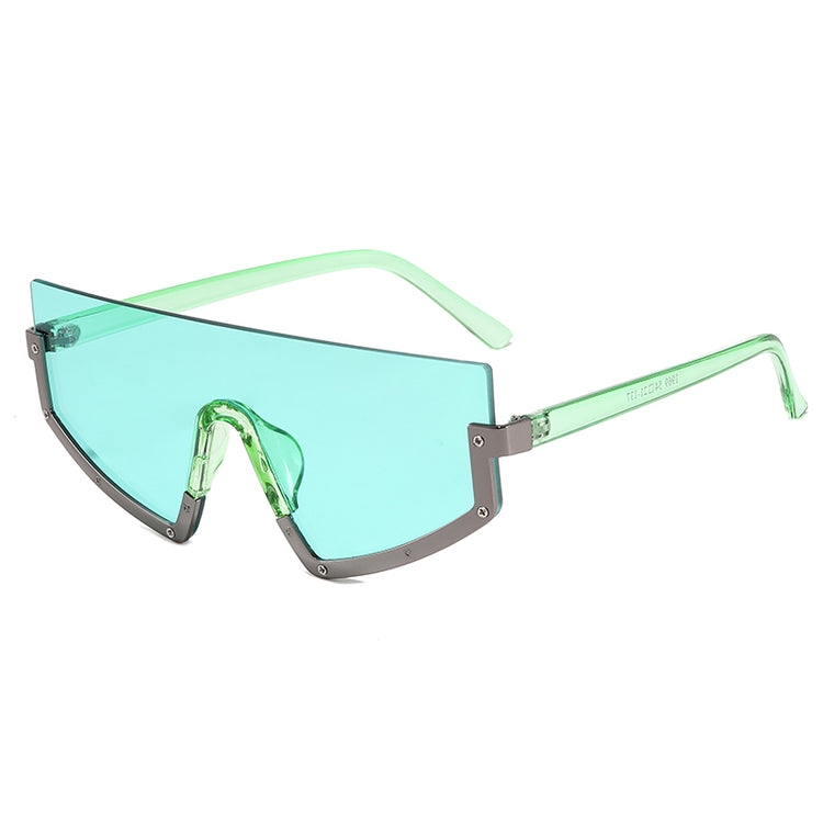 SHAWN UNISEX UV 400 HALF FRAME SHIELD SUNGLASSES