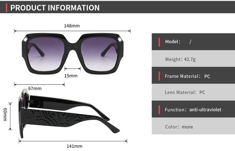 AZURE WOMENS RETRO OVERSIZED SQUARE UV 400 SUNGLASSES