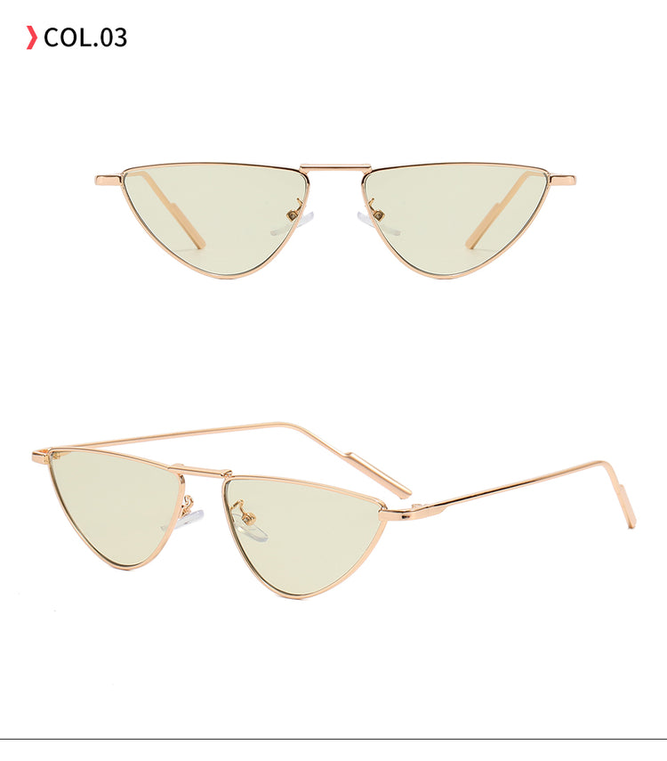 ANDREA WOMEN'S UV400 SMALL METAL TRIANGLE CAT EYE SUNGLASSES