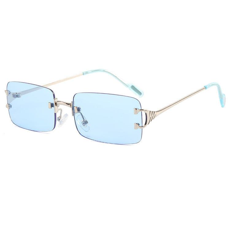 AMAR UNISEX UV 400 METAL RIMLESS RECTANGLE FRAME SUNGLASSES