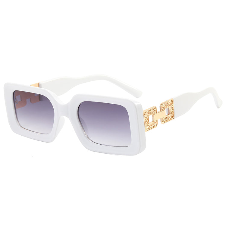 QUINTON UNISEX UV400 METAL MIX RECTANGLE SUNGLASSES