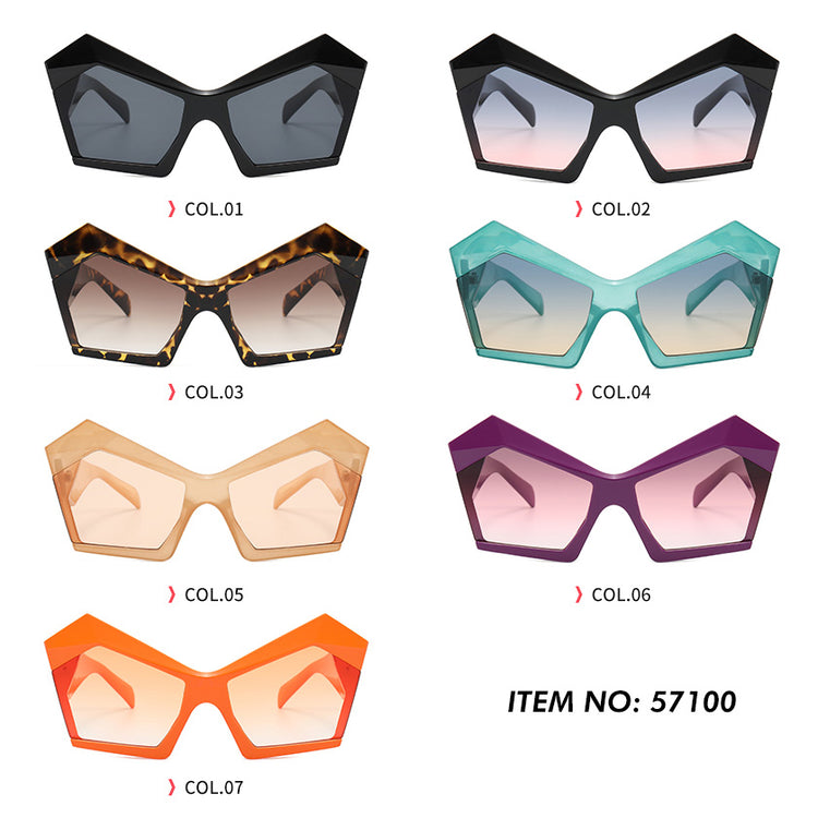 BROOK RETRO VINTAGE UV400 POLYGON OVERSIZED SUNGLASSES
