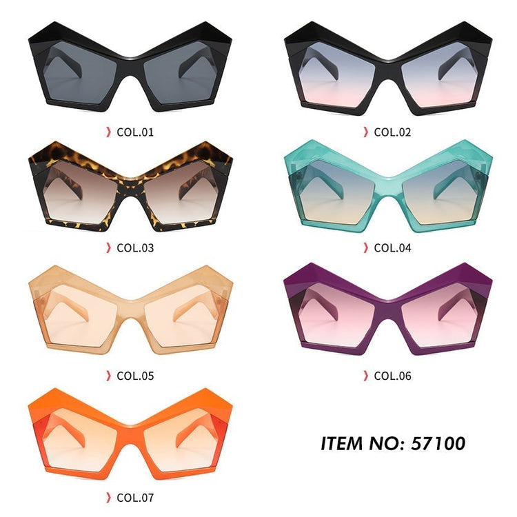 BROOKE RETRO VINTAGE POLYGON OVERSIZED SUNGLASSES - ORANGE