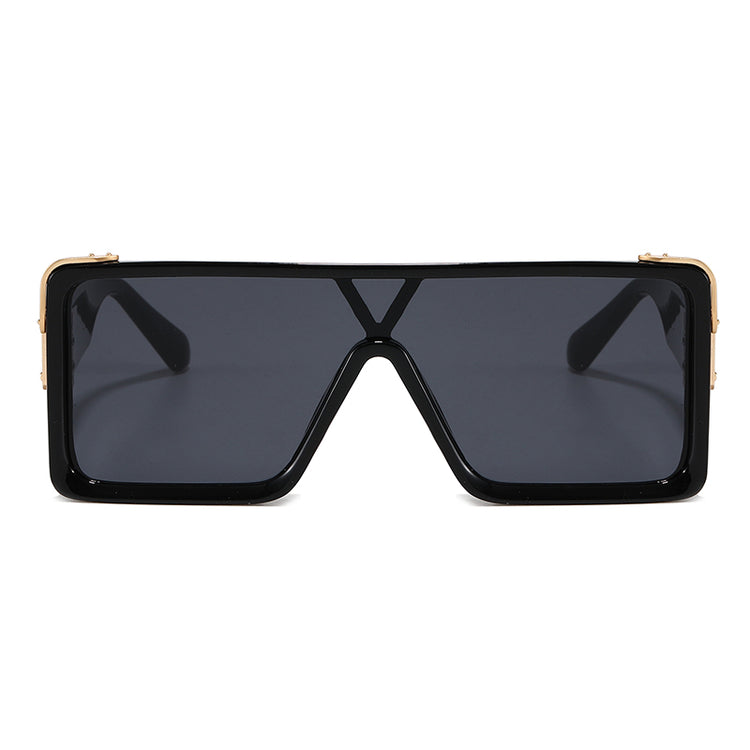 Shane Unisex Oversized UV400 Mono Lens Rectangular Frame Sunglasses
