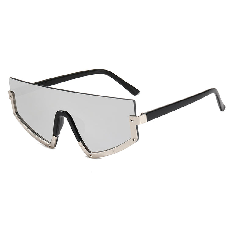 SHAWN UNISEX UV 400 HALF FRAME SHIELD SUNGLASSES