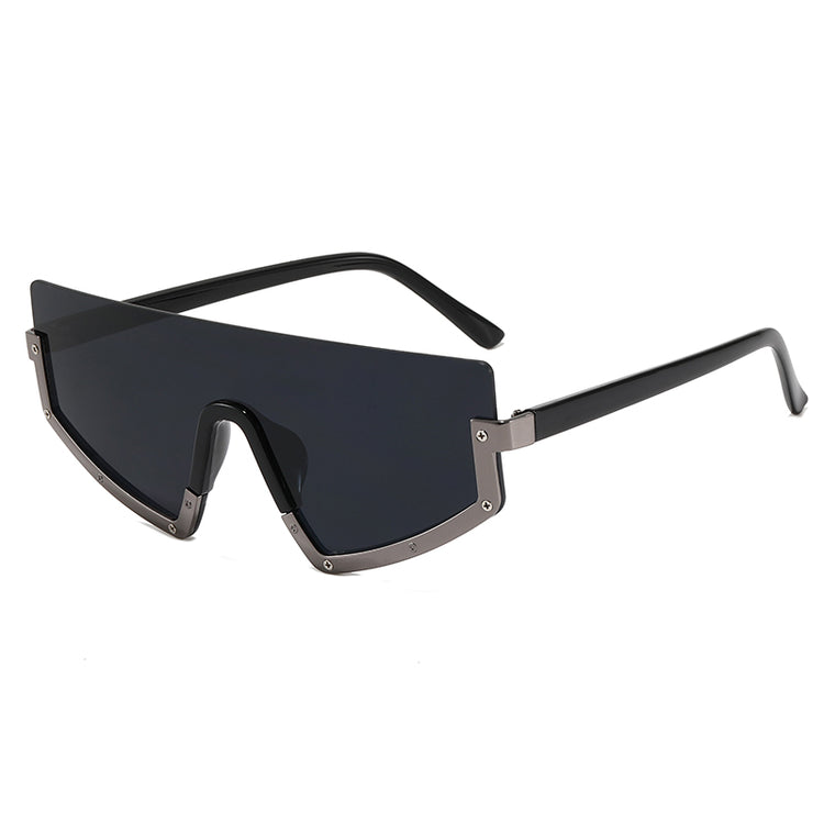 SHAWN UNISEX UV 400 HALF FRAME SHIELD SUNGLASSES