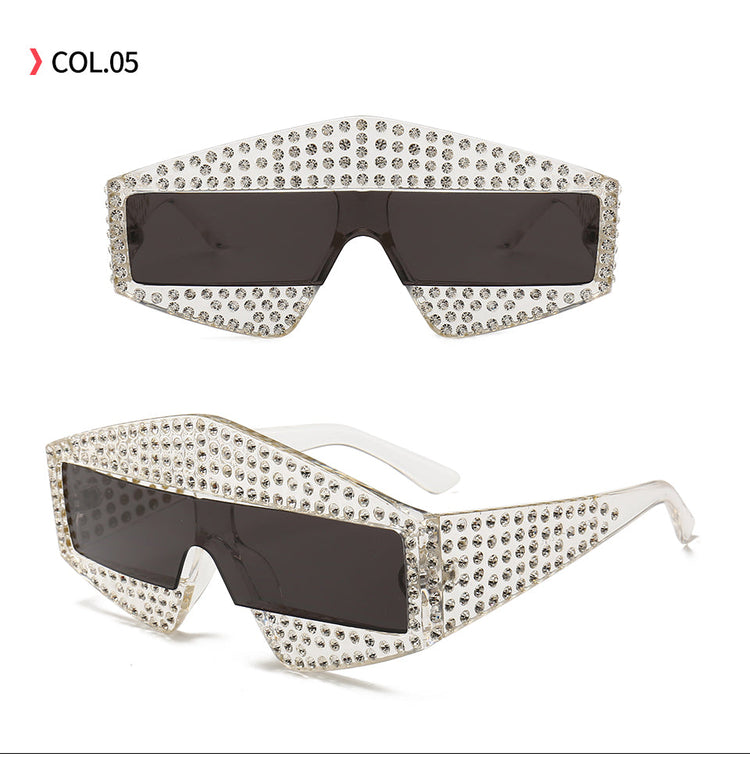 BREE WOMEN'S GRADIENT RECTANGULAR OVERSIZED RHINESTONE SUNGLASSES