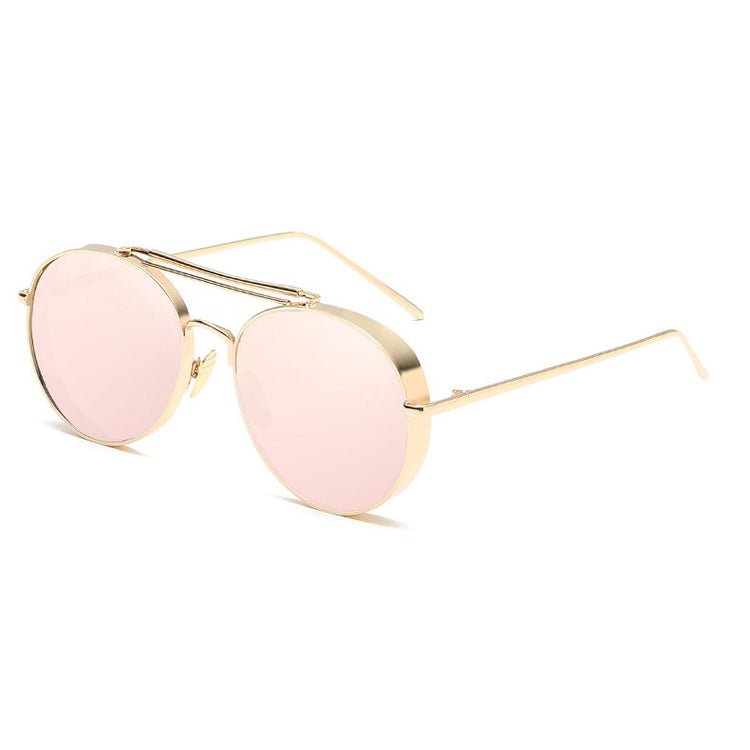 COREY Retro Round Double Bridge Metal Frame Sunglasses