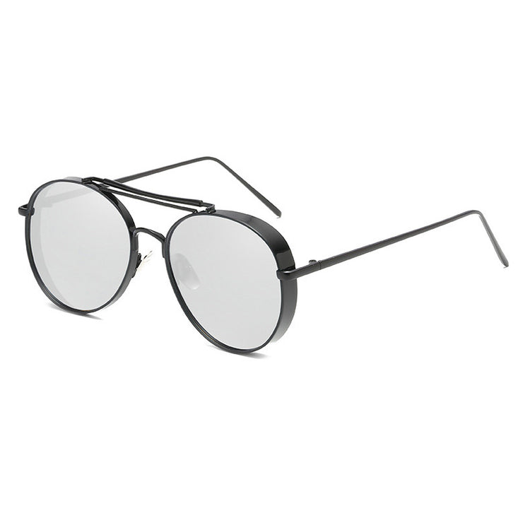 COREY Retro Round Double Bridge Metal Frame Sunglasses