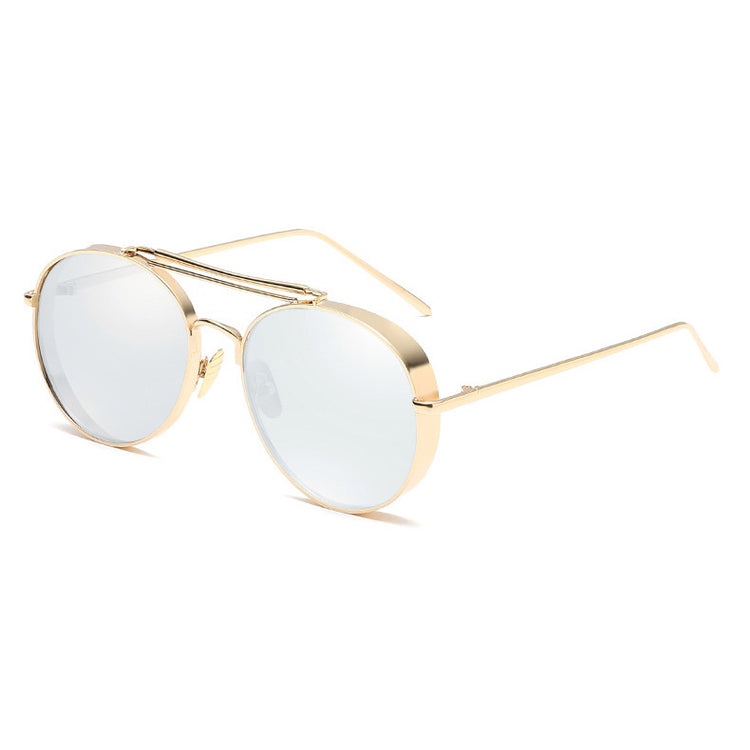 COREY Retro Round Double Bridge Metal Frame Sunglasses