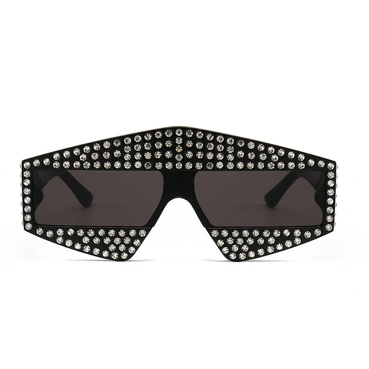 BREE WOMEN'S GRADIENT RECTANGULAR OVERSIZED RHINESTONE SUNGLASSES