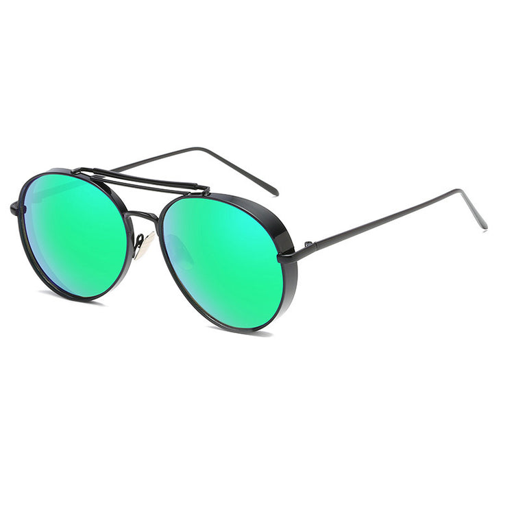 COREY Retro Round Double Bridge Metal Frame Sunglasses