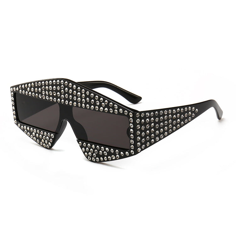BREE WOMEN'S GRADIENT RECTANGULAR OVERSIZED RHINESTONE SUNGLASSES