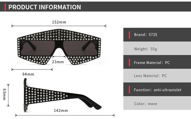 BREE WOMEN'S GRADIENT RECTANGULAR OVERSIZED RHINESTONE SUNGLASSES