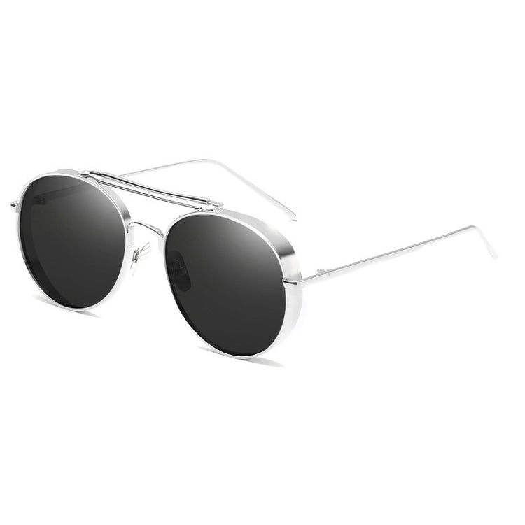 COREY Retro Round Double Bridge Metal Frame Sunglasses