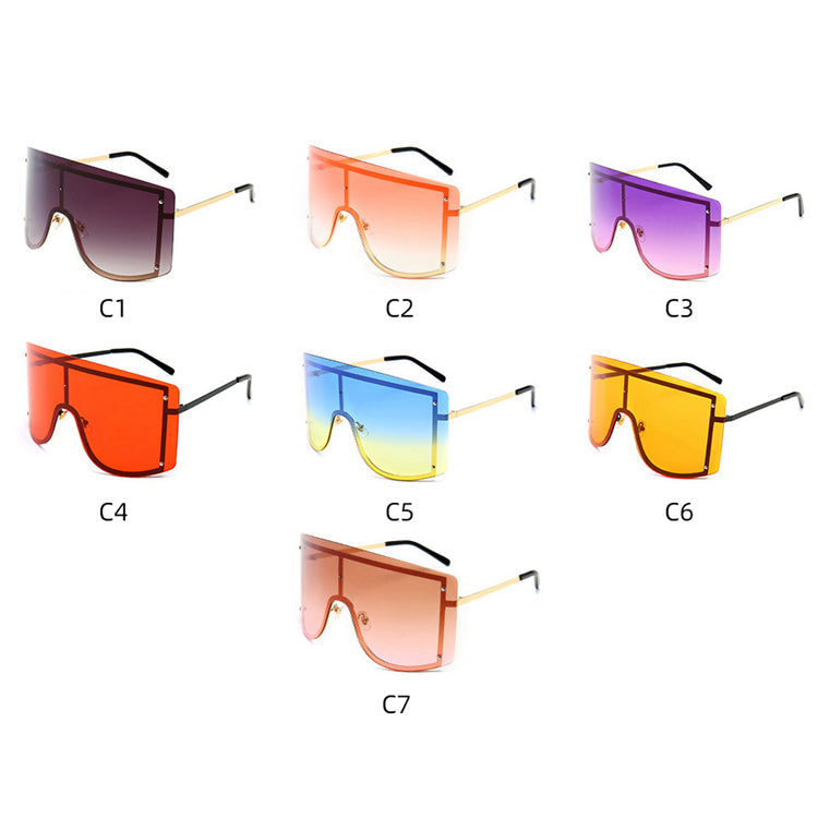 AUBREY WOMEN'S TINTED OVERSIZED SHIELD RECTANGLE FRAME