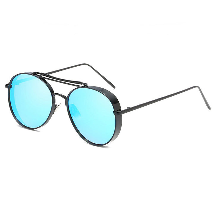 COREY Retro Round Double Bridge Metal Frame Sunglasses