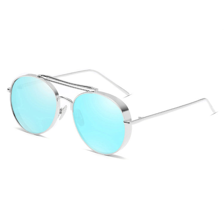 COREY Retro Round Double Bridge Metal Frame Sunglasses