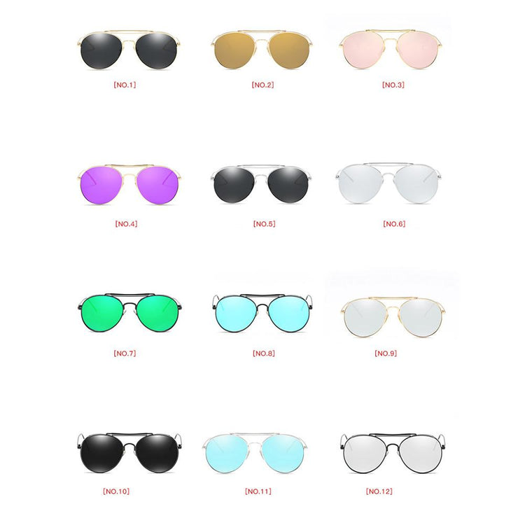 COREY Retro Round Double Bridge Metal Frame Sunglasses