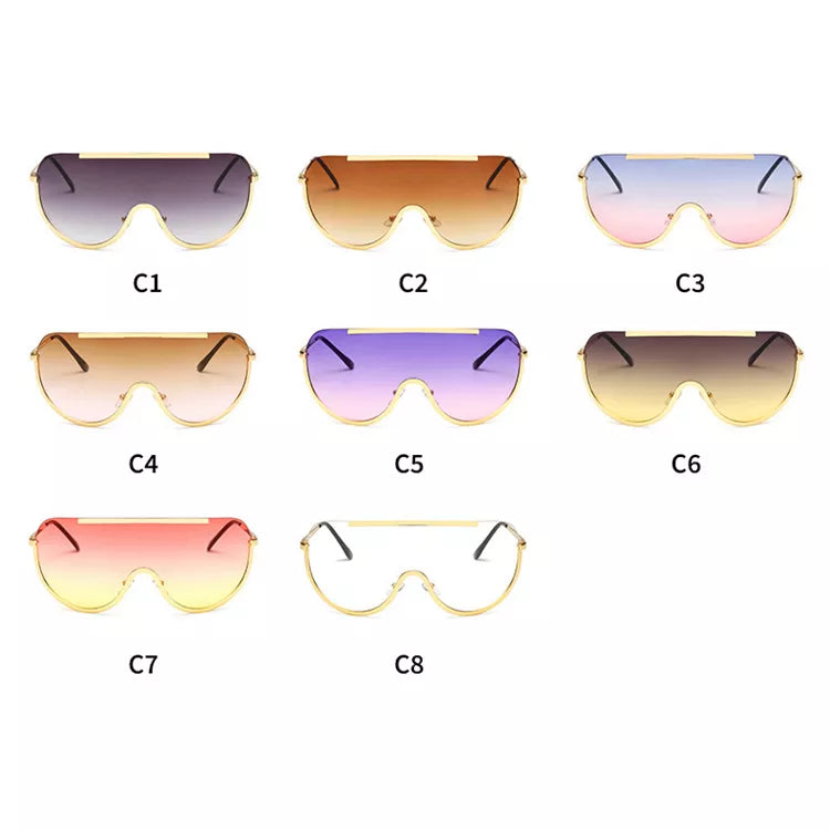 ORA WOMEN'S UV400 MON LENS OVERSIZED SHIELD FRAME SUNGLASSES