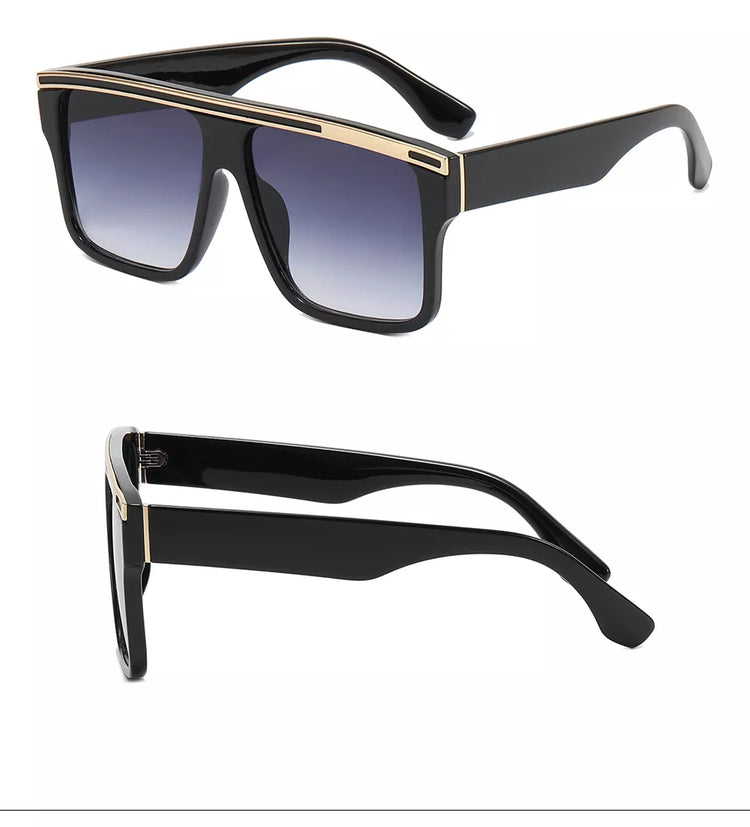 ACE MEN'S FLAT TOP METAL RECTANGULAR FRAME SUNGLASSES