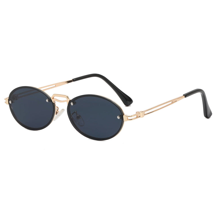 DALE GOLD OVAL UNISEX UV400 METAL FRAME SUNGLASSES