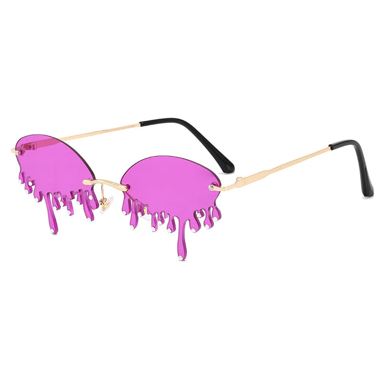DORIAN UNISEX OVAL RIMLESS DRIP RHINESTONE FRAME SUNGLASSES