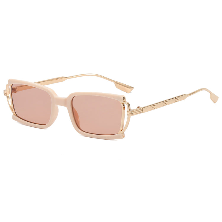 KENYA UNISEX SMALL RECTANGLE METAL FRAME SUNGLASSES
