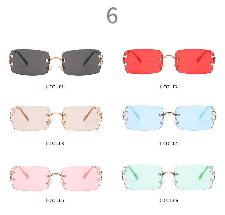 AMAR UNISEX UV 400 METAL RIMLESS RECTANGLE FRAME SUNGLASSES