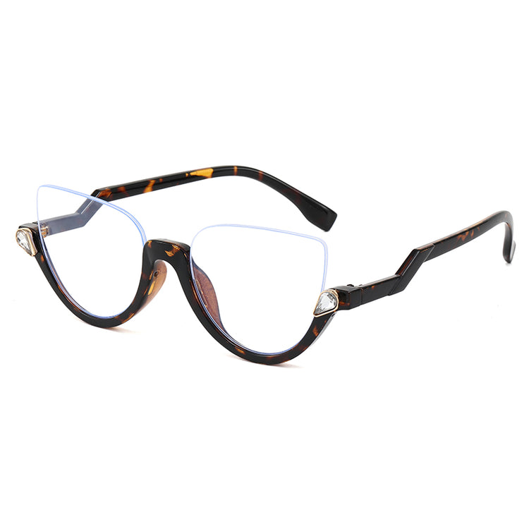HELEN HALF CAT EYE BLUE LIGHT FRAME - BROWN