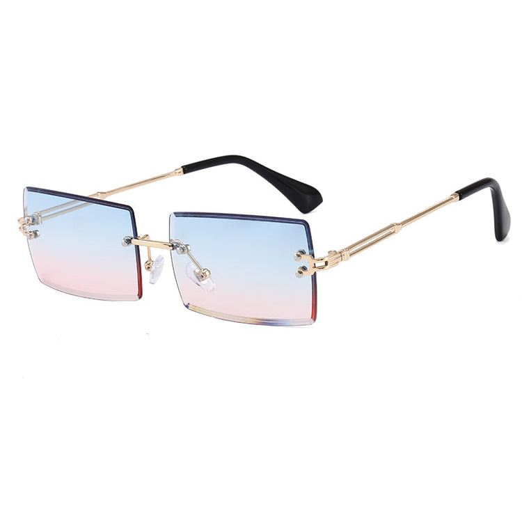 AMARI UNISEX TINTED UV 400 SMALL RIMLESS RECTANGLE FRAME SUNGLASSES