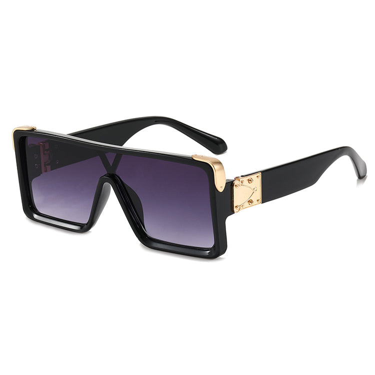 Shane Unisex Oversized UV400 Mono Lens Rectangular Frame Sunglasses