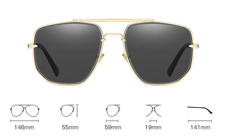 NOOR UV400 METAL SQUARE FRAME UNISEX SUNGLASSES