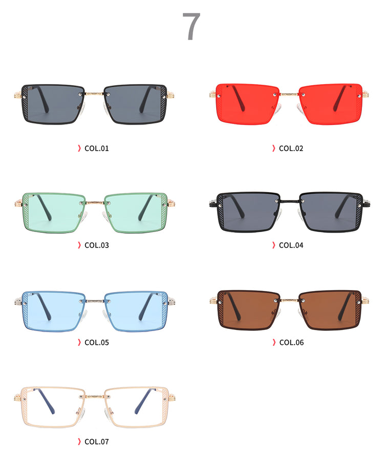 Don Unisex Small Rectangular Metal Frame UV400 Sunglasses