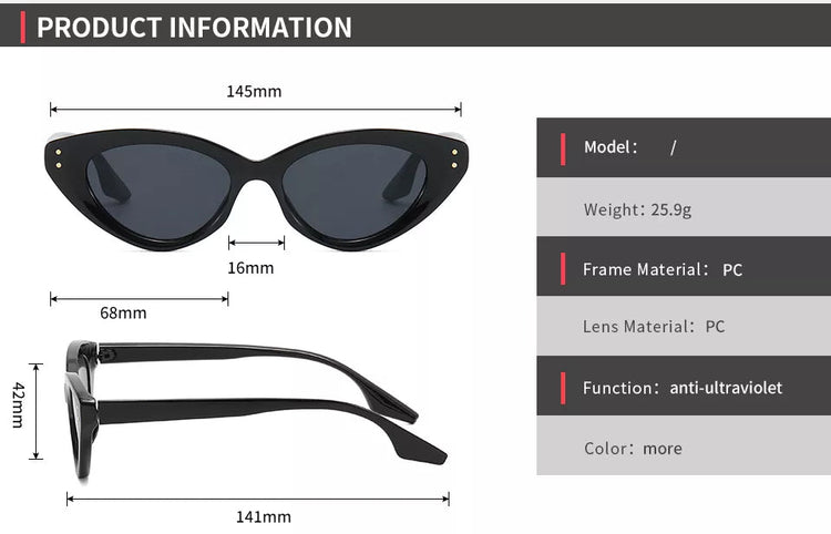 QUINN WOMEN'S UV400 SMALL TRIANGLE CAT-EYE FRAME SUNGLASSES