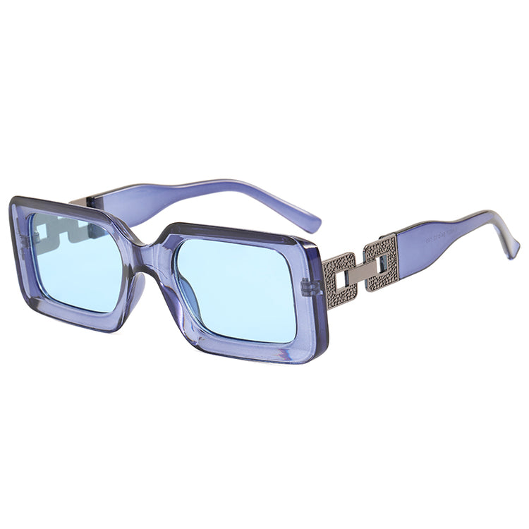 QUINTON UNISEX UV400 METAL MIX RECTANGLE SUNGLASSES
