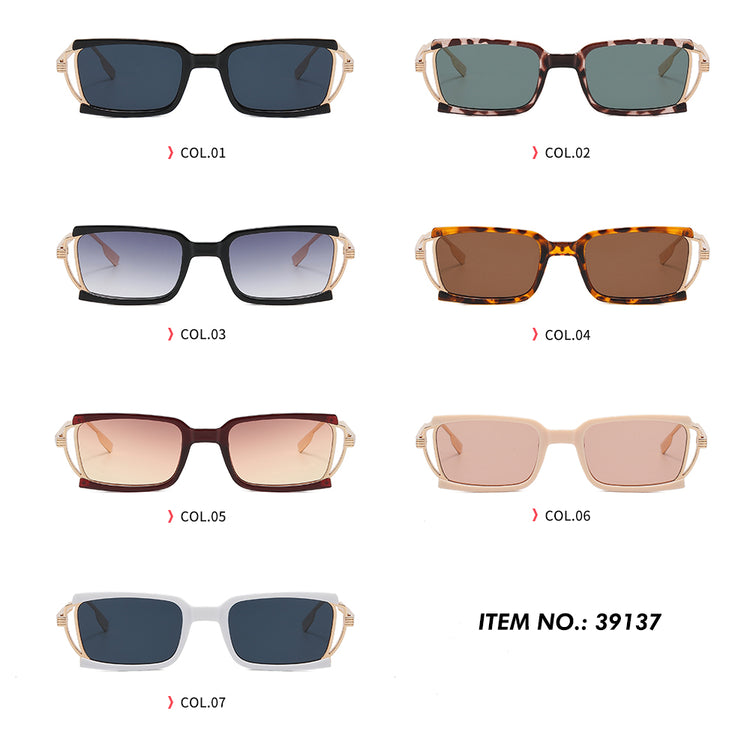 KENYA UNISEX SMALL RECTANGLE METAL FRAME SUNGLASSES
