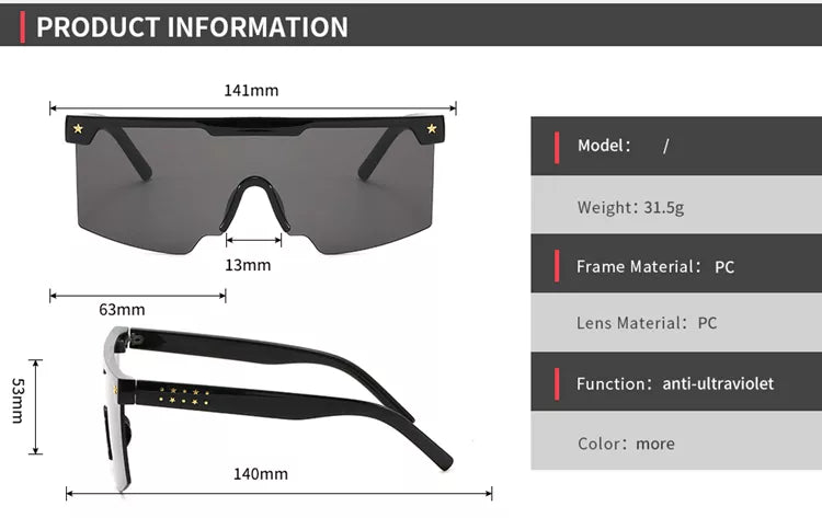 PHOENIX UNISEX UV400 FLAT TOP SHIELD FRAME SUNGLASSES