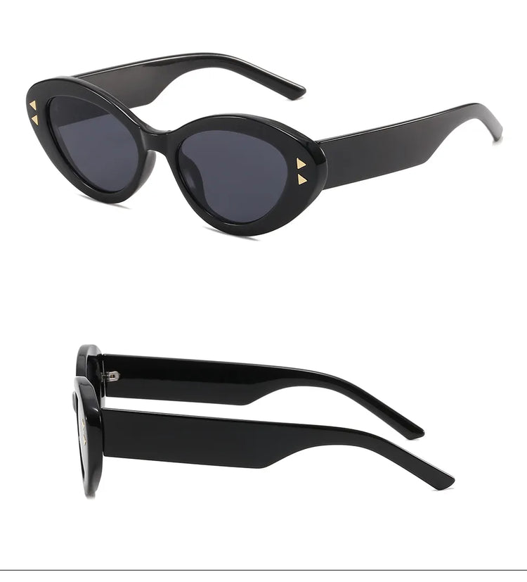 SABRINA SMALL VINTAGE DETAILED TRIANGULAR RETRO CAT-EYE SUNGLASSES